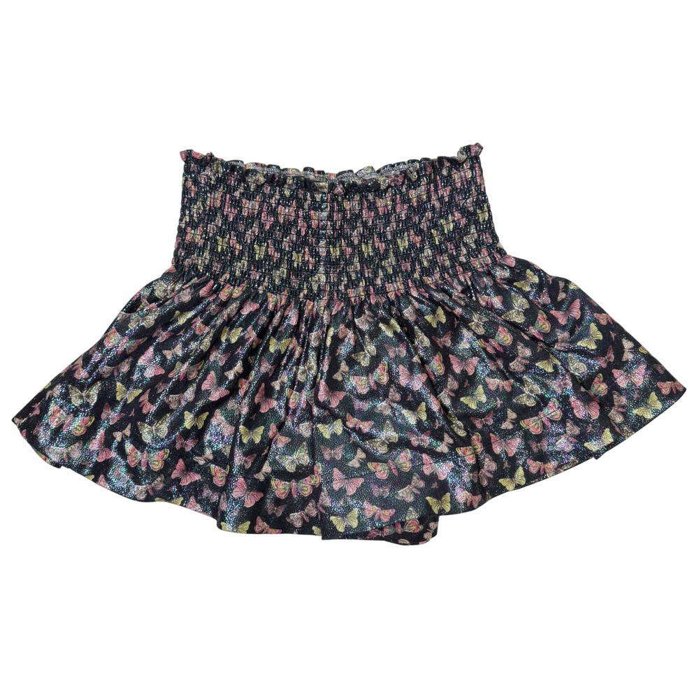 Queen of Sparkles Butterfly Swing Shorts Smocked Waist Metallic Shimmer Sz Small